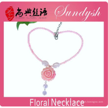 Printemps Bijoux Belle Élégant Cristal Rose Perle Fleur Collier Floral Bijoux Accessoire